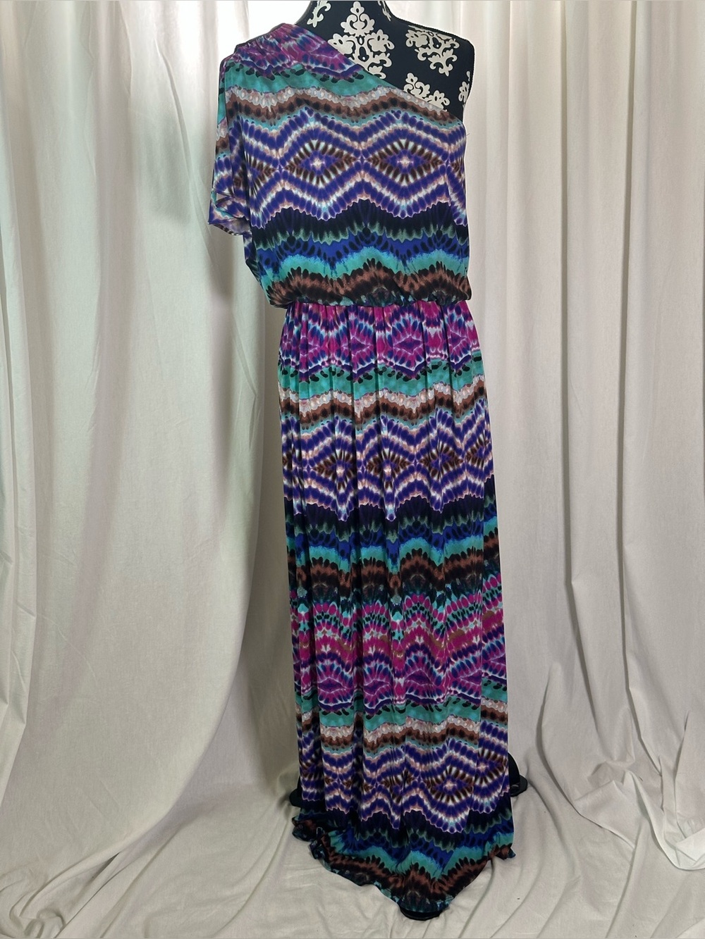 One-Shoulder Maxi Dress Tie-Dye